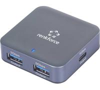 Renkforce RF-USBH-480 2 ports Hub USB USB-A boîtier en aluminium, avec fiche mâle USB-C gris