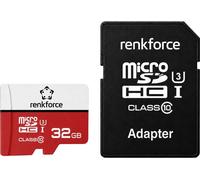 Renkforce RFmSD32 Carte microSDHC 32 GB A1 Application Performance Class, v30 Video Speed Class Standard de puissance A1, avec adaptateur SD
