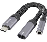 Renkforce USB-C®, audio Câble adaptateur [1x USB-C® mâle - 1x Audio, stéréo (jack 3,5 mm), USB-C® femelle (Power Delivery)] USB-C® Audio+Charge Adapter 7.50 cm
