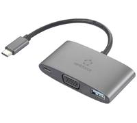 Renkforce USB-C®, VGA Adaptateur [1x USB-C® mâle - 1x USB-C® femelle (Power Delivery), VGA femelle, USB 3.0 femelle type A]