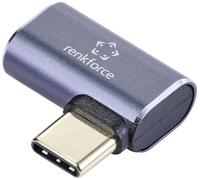 Renkforce USB4® Adaptateur [1x USB4® mâle - 1x USB-C® femelle] 40 GBit/s coudé à 90° vers la gauche, connecteur aluminium