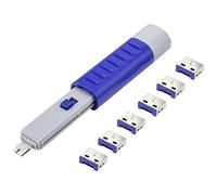 Verrouillage de port USB Renkforce RF-4714586 jeu de 6 argent, bleu avec 1 clé