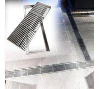 RENLXFI Caniveau Exterieur Grille de Drainage Grille De Sol Intérieure en Métal avec Base, Plaque De Couverture De Drain D'égout De Tranchée De Cuisine De Restaurant(W 10cm/4in)