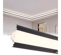 RENLXFI LED Plafond Canal De Lumière Linéaire En Aluminium Noir, Canal De Diffuseur LED Pour Éclairage Indirect Du Bord Du Plafond Du Mur Intérieur(1.5m/5ft)