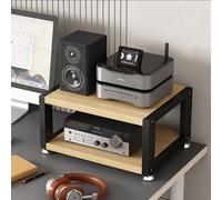 RENLXFI Meuble Chaine HiFi Étagère Audio-vidéo À 2 3 4 Niveaux, Support pour Platine Vinyle, Tour De Montage pour Amplificateur Stéréo, Support Vertical pour Imprimante(Light Wood,2 Tier)