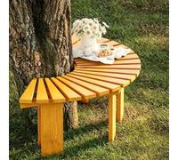 Renmlion Banc d'arbre Demi-Rond，Banc de Jardin en Bois extérieur bancs de Cour Banc Circulaire de Patio，Chaise enveloppante pour Porche，terrasse，pelouse，arrière-Cour(Wood Color,Half Round)