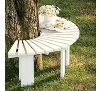 Renmlion Banc d'arbre Demi-Rond，Banc de Jardin en Bois extérieur bancs de Cour Banc Circulaire de Patio，Chaise enveloppante pour Porche，terrasse，pelouse，arrière-Cour(Blanc,Round)