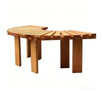 Renmlion Banc d'arbre Demi-Rond，bancs circulaires en Bois d'extérieur siège Semi-Circulaire sans Dossier，bancs Robustes résistants aux intempéries，sièges à Lattes pour Jardin，Patio，pelouse