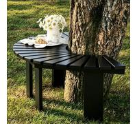 Renmlion Banc d'arbre Demi-Rond - Bancs de Jardin enveloppants résistants aux intempéries Banc à Lattes en Bois Massif sans Dossier - Mobilier d'extérieur pour bancs Circulaire de Cour(Noir,Round)