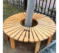 Renmlion Banc d'arbre Enveloppant Autour des bancs à Lattes d'extérieur bancs incurvés en Bois，siège de Jardin Semi-Circulaire sans Dossier，Tabouret de Loisirs Toutes Saisons pour Patio，Porche