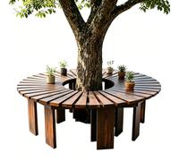 Renmlion Banc d'arbre Enveloppant, bancs incurvés en Bois，siège de Jardin Semi-Circulaire sans Dossier，mobilier d'extérieur Chaise de Jardin Tabouret pour Cour/Porche/pelouse/Patio
