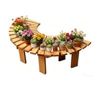 Renmlion Banc d'arbre Semi-Circulaire，en Bois Massif Enveloppant Autour des sièges de Parc，siège à Lattes，Chaise de terrasse extérieure Toutes Saisons，Support pour Plantes en Forme d'éventail