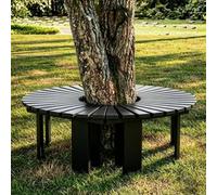 Renmlion Bancs d'extérieur enveloppants Autour d'un siège d'arbre，sièges de Patio Semi-circulaires，bancs d'arbres de Parc，sièges à Lattes rustiques，bancs de Jardin en Bois rustiques(Noir,Round)