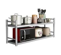 Renmlion Étagère de Rangement à 2 Niveaux pour Four à Micro-Ondes，étagère Murale en Acier Inoxydable pour Cuisine Commerciale，étagère Flottante Peu encombrante pour casseroles et poêles(60X35X40CM)