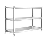 Renmlion Étagère en Acier Inoxydable à 3 Niveaux，étagère Robuste étagère intérieure et extérieure，étagères autoportantes，Étagère de Rangement de Cuisine pour Salon，Bureau，Garage，terrasse(80x45x80cm)