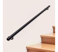 Renmlion Points Courants en Fer forgé en métal pour escaliers｜100cm 1.5m 2m 300cm 4m Rond Barreaux de Support d'escalier de Support Bar de la Tige｜Kit de Rails à Main en Rampe Mural(150cm)
