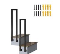 Renmlion Rampe d'escalier extérieure Rampe de Jardin à 1 Marche Montage latéral Garde-Corps en Fer forgé avec kit d'installation pour marches en béton et Ciment(Noir,95cm)