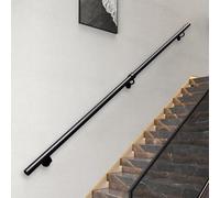 Renmlion Rampe d'escalier pour intérieur et extérieur Barre d'appui｜300cm/3.6m/4m/5.4m Tube Rond en Fer forgé Noir, Barre d'appui de sécurité pour Couloir décoration(200cm)