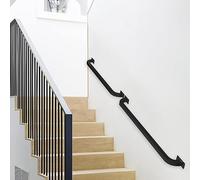 Renmlion Rampe d'escalier pour intérieur et extérieur, Rampe d'escalier Main Courante en métal Noir en Fer forgé Main Courante Barre d'appui de sécurité avec Supports muraux (Size : 80cm)