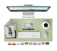 RENMTURE Grand tapis de souris double face en similicuir bicolore pour l'organisation et les accessoires de bureau pour la maison et le bureau (vert matcha/violet lavande, 91,4 x 43,2 cm)