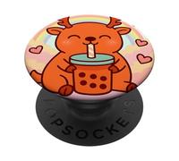 Renne Bubble Tea Lover Cute Anime Kawaii Rainbow PopSockets PopGrip Adhésif