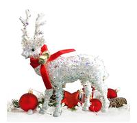 Renne de Noël - 13x21 cm Sculpture d'ornements scintillants, décoration de cerfs festifs, figurine d'hiver de vacances avec écharpe | Décorations de Noël en plein air intérieur pour le porche