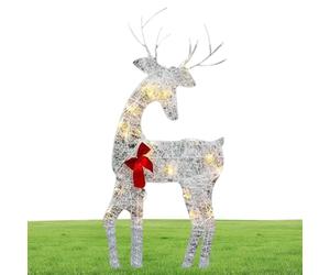 Renne de Noël illuminé - Garden Iron Stag Figurine avec un ruban de Jingle Bell, Art de la cour de Noël tout temps, éclairage LED économe en énergie | Décoration de fête joyeuse