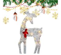 Renne de Noël lumineux pour décoration extérieure - Décoration en fer imperméable avec nœud - Cerf lumineux d'extérieur - Pour amis, maison, terrasse, jardin, célébrations