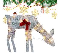 Renne de Noël lumineux pour l'extérieur, décoration en fer imperméable avec nœud, renne de Noël éclairé, pour la maison, la terrasse, le jardin, les fêtes, les vacances et l'extérieur