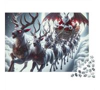 Renne de Noël Mystique Puzzle 1000 Pièces Puzzle pour Adultes Nuit Magique Jeu de Puzzle 1000 Pièces Famille Cadeau Détente Décor 52x38cm/1000pcs