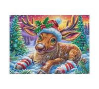 Renne de Noël Nez Rouge 500 Pieces Casse-tête Adolescent en Carton Rigide Difficulté Moyenne Activité Éducative Cadeau Fête des Mères Haute Qualité Premium 500 PCS