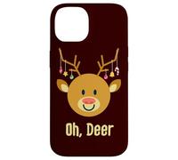 Renne de Noël Rudolph Renne en Bois de cerf Oh Dear drôle Mignon Coque pour iPhone 14