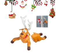 Renne De Noël Ventouse Fenetre, Père Noël Et Renne en Collision - Décoration De Amusante avec Effet Verre Brisé (A)