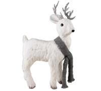 Renne Décoratif - PTIT CLOWN - 38 cm - Blanc et Gris - Polyester, Carton, Métal