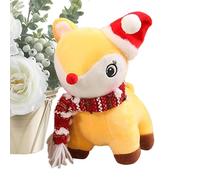 Renne en peluche de Noël,peluche de renne de Noël - Animaux en peluche d'élan de Noël de 18 cm,Jouet en peluche d'élan à câliner, chapeau de noël doux, animaux en peluche avec écharpe pour anniversair