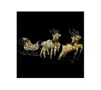 vidaXL Renne et traîneau de décoration de Noël 100 LED Extérieur Doré