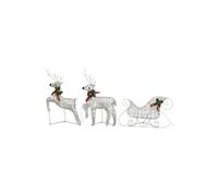 vidaXL Renne et traîneau de décoration de Noël 60 LED Extérieur Doré