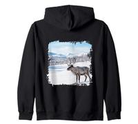 Renne, Faune, Animal, Arctique, Hiver, Neige, Paysage Sweat à Capuche