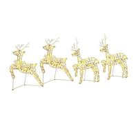 Renne LED avec 80 LED - 4 pièces - Doré - Décoration de Noël - Intérieur et extérieur - 44 x 18 x 65,5 cm - Alimenté par USB - Style art déco - Éclairage festif - Atmosphère confortable