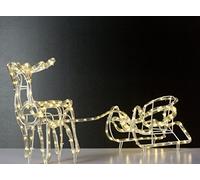 Renne LED avec traîneau - 192 LED en blanc chaud / tuyau lumineux de 8 m - Pour l'intérieur et l'extérieur