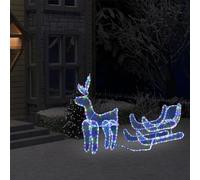 Renne LED avec traîneau, 432 lumières multicolores, étanche, 120 x 63 cm, cadre en PVC et acier, décoration de Noël festive pour l'extérieur et l'intérieur