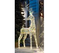 Renne LED "Rainbow" 1,36 m de haut, 960 lumières blanches chaudes, éclairage de Noël, éclairage extérieur, décoration lumineuse, figurine décorative XXL, décoration de jardin pour l'extérieur