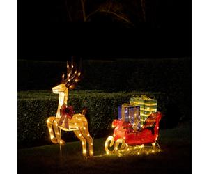 Renne Lumineux au Galop et Traîneau Rempli de Cadeaux