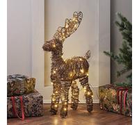 Renne Lumineux Miniature de 55 cm en Rotin à LED Blanc Chaud