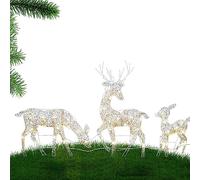 Renne Lumineux Noël Exterieur, 3 Renne Noel Exterieur LED, Cerf Illuminé Décor Noël, Lumières Blanches De Cerf Debout avec des Piles, Lumières De Pelouse De Festival pour Fête, Jardin, Cour, Vacances