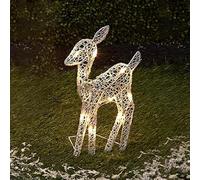 Renne Lumineux noëls Exterieur, Cerf Illuminé Décor noëls, Cerf Illuminé Festif Résistant Aux Intempéries,pour Jardin, Fêtes De Fin D'année, Métal, Acrylique, Blanc Chaud, Résistant Aux Intempéries