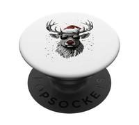 Renne Merry Christmas Funny Holidays Design PopSockets PopGrip Adhésif