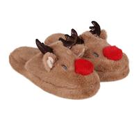Renne Pantoufles ANTIDÉRAPANTS pour femmes, CHAUDES, DOUX, FOURRÉES, pantoufles de Noël (Renne, 38-39, Système Taille Chaussures EU, Adulte, Numérique (intervalle), Moyen, 38, 39)