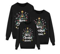 Renne Pull de Noël pour la Famille Femme Homme Enfants Longue Manches Tops Christmas Sweater Pulls De Noël Familles Col Rond Christmas Sweat-Shirt Hiver Chaud Santa Wapiti Imprimé Assortis Femme11
