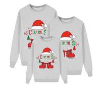 Renne Pull de Noël pour la Famille Femme Homme Enfants Longue Manches Tops Christmas Sweater Pulls De Noël Familles Col Rond Christmas Sweat-Shirt Hiver Chaud Santa Wapiti Imprimé Assortis Homme16